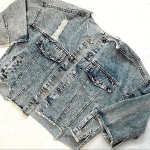 Jiao Ma Hua Cropped Jean Jacket
